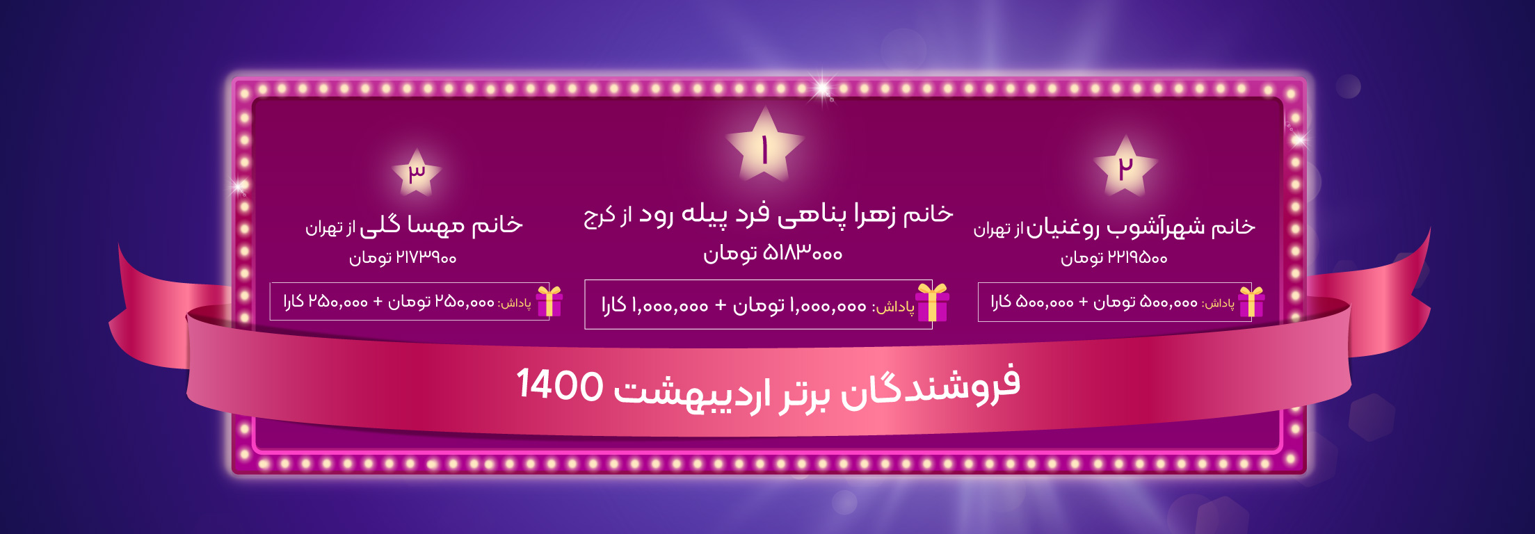 فروشندگان برتر اردیبهشت ماه 1400